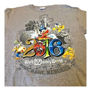 Walt Disney World 2016 Music Magic Memories Grey Graphic T-Shirt Size Large